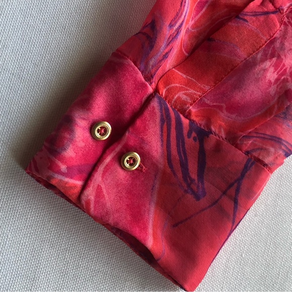 ELIE TAHARI 100% Silk Sheer Floral Blouse - Women’s SP - Picture 11 of 14